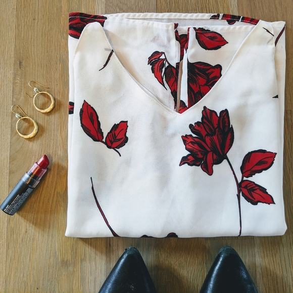 Cotton On Tops - Cotton On Floral Camisole Red & White